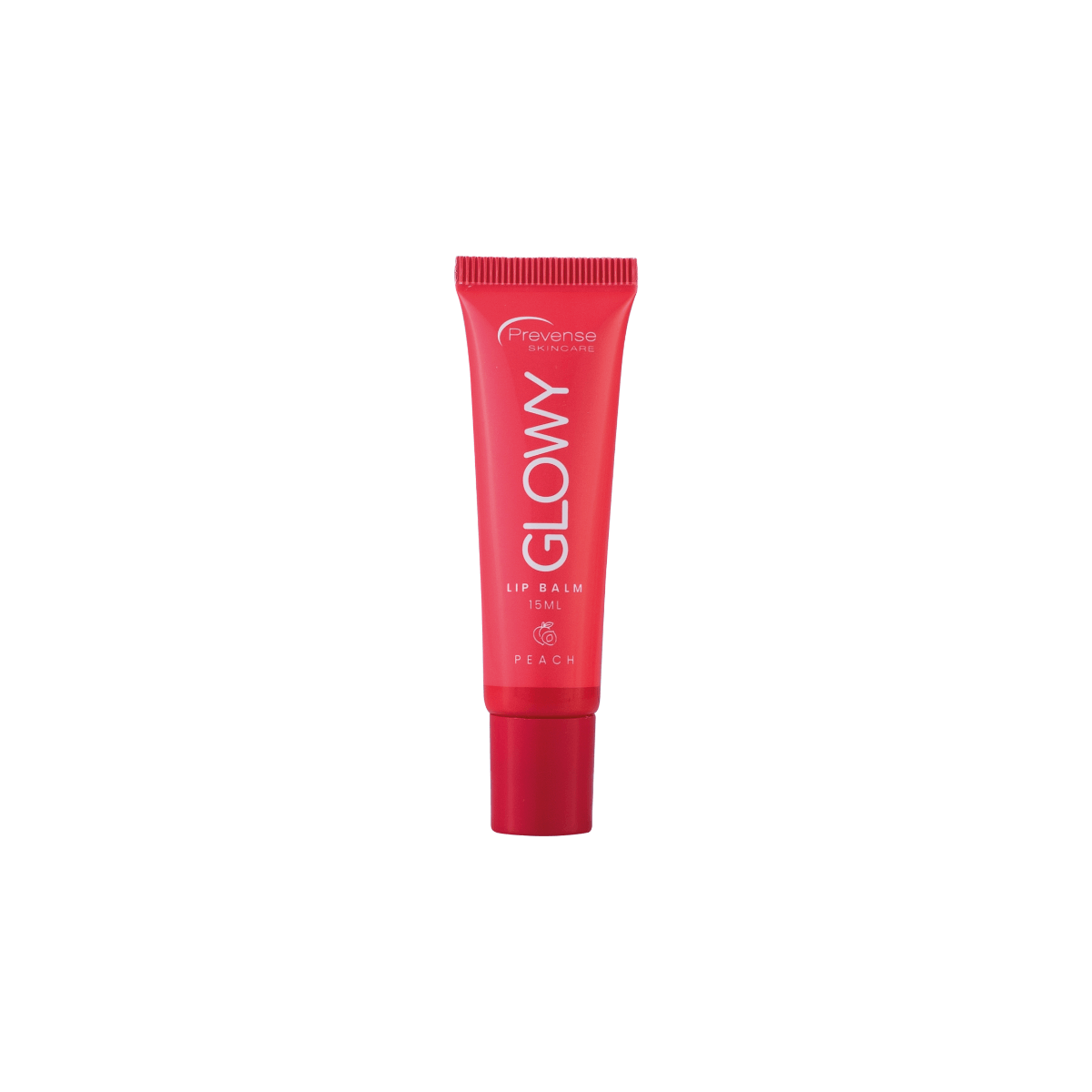A tube of Glowy Lip Balm with orange packaging.