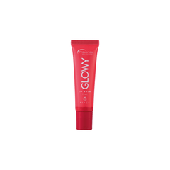 A tube of Glowy Lip Balm with orange packaging.