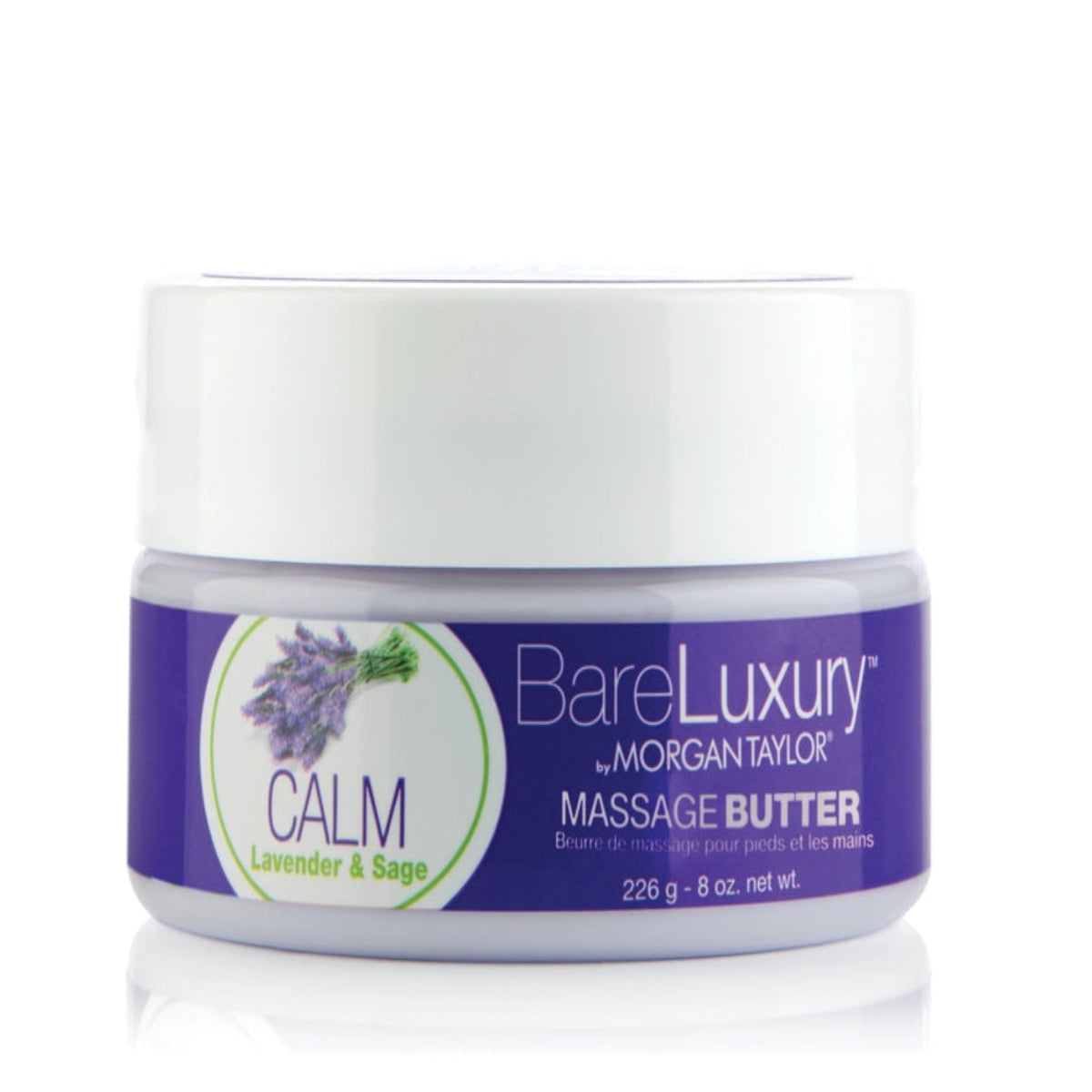 Jar of BareLuxury Calm Lavender & Sage Massage Butter on a white background